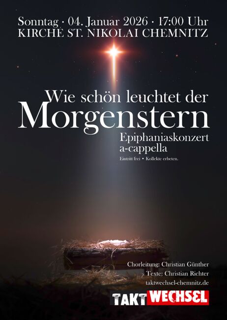 dunkel Plakatmotiv mit dem Stern und der Krippe