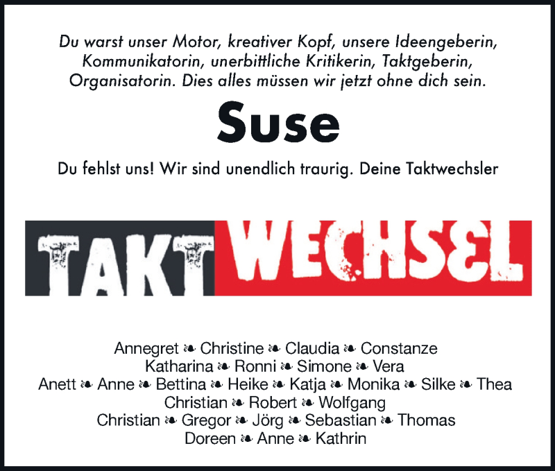 Traueranzeige Suse